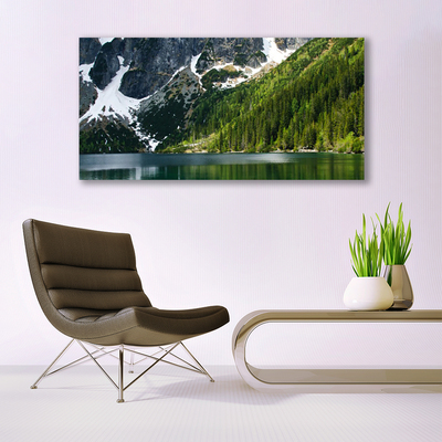 Glasbild Lake Forest Mountain Landskap