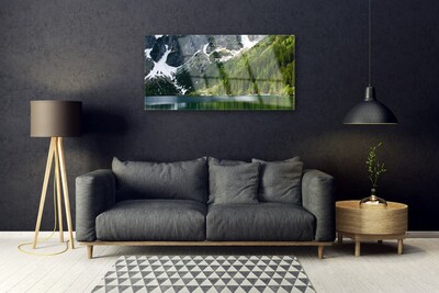 Glasbild Lake Forest Mountain Landskap