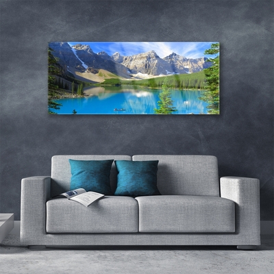 Glas bild Lake Mountain Forest Landskap