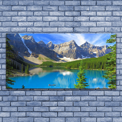 Glas bild Lake Mountain Forest Landskap