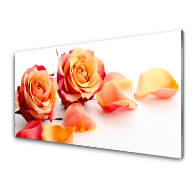 Glasbild Roses Blommor Plant