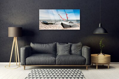 Glas bild Båtstrandlandskap