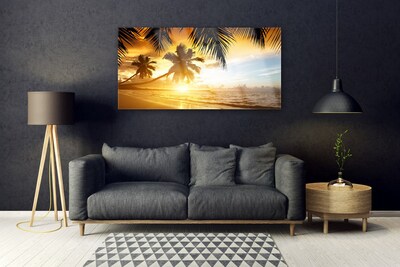 Glas bild Beach Palm Sea landskap