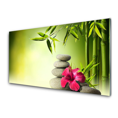 Glas bild Bambu blomma Zen stenar