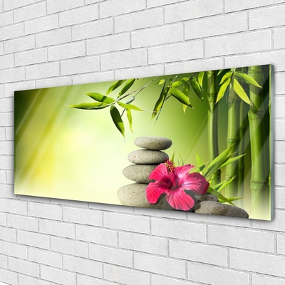 Glas bild Bambu blomma Zen stenar