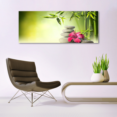 Glas bild Bambu blomma Zen stenar