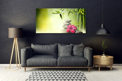 Glas bild Bambu blomma Zen stenar