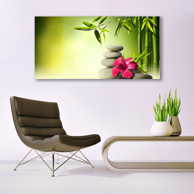 Glas bild Bambu blomma Zen stenar