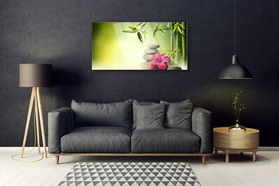 Glas bild Bambu blomma Zen stenar