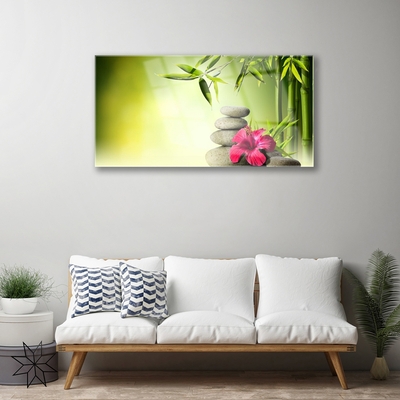 Glas bild Bambu blomma Zen stenar