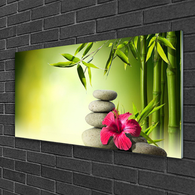 Glas bild Bambu blomma Zen stenar