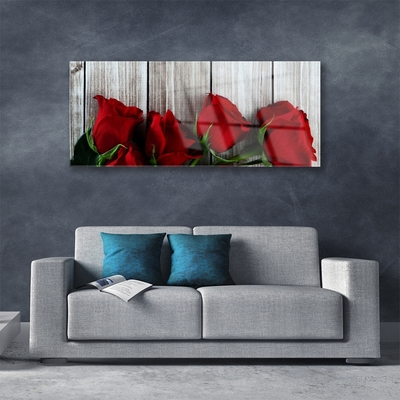 Glasbild Roses Blommor Plant