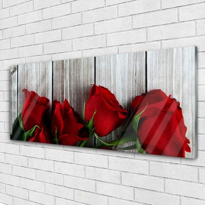 Glasbild Roses Blommor Plant