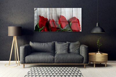 Glasbild Roses Blommor Plant