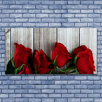 Glasbild Roses Blommor Plant