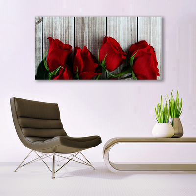 Glasbild Roses Blommor Plant