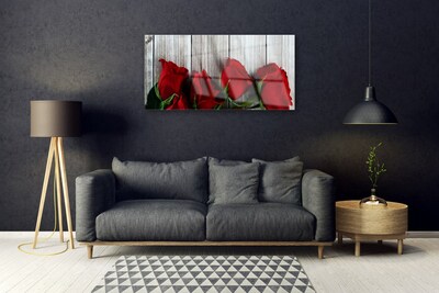 Glasbild Roses Blommor Plant