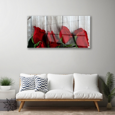 Glasbild Roses Blommor Plant