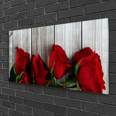 Glasbild Roses Blommor Plant