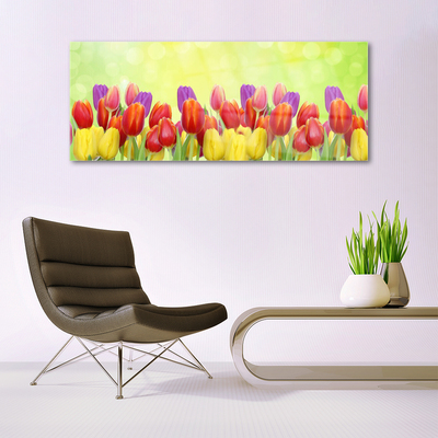 Glas bild Tulpaner Blommor Plant