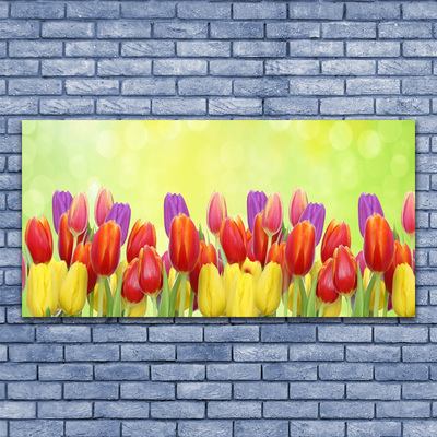 Glas bild Tulpaner Blommor Plant