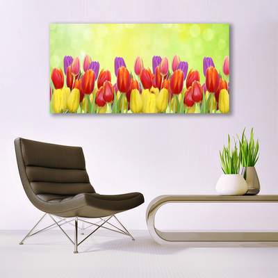 Glas bild Tulpaner Blommor Plant