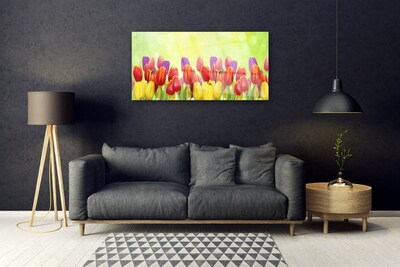 Glas bild Tulpaner Blommor Plant