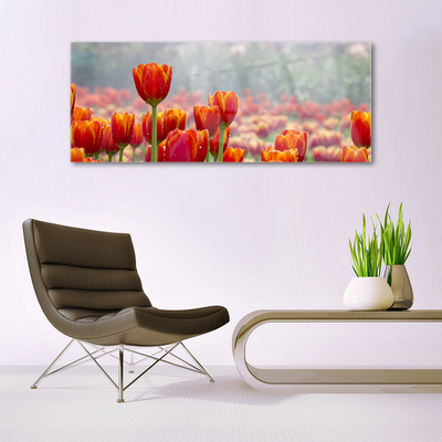 Glas bild Tulpaner Blommor Plant