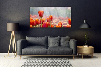 Glas bild Tulpaner Blommor Plant