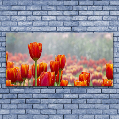 Glas bild Tulpaner Blommor Plant