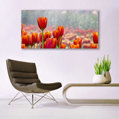 Glas bild Tulpaner Blommor Plant