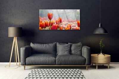 Glas bild Tulpaner Blommor Plant