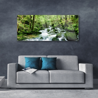 Glas bild Forest Potok Waterfalls River