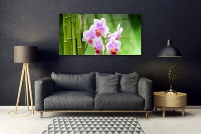 Glasbild Bambu Orchid Blommor Zen