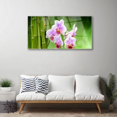 Glasbild Bambu Orchid Blommor Zen