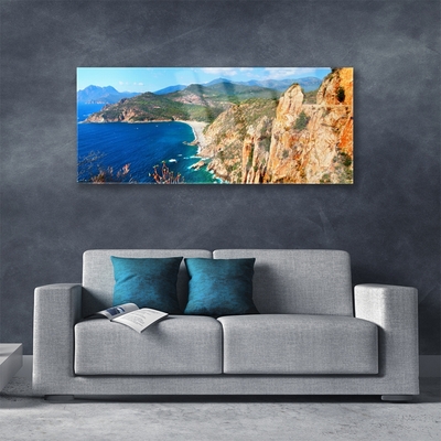 Glasbild Cliff Coast Sea Mountains