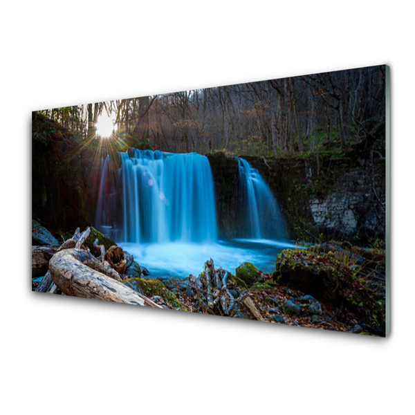 Glas bild Sun Vattenfall Natur