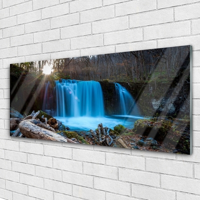 Glas bild Sun Vattenfall Natur
