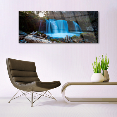 Glas bild Sun Vattenfall Natur