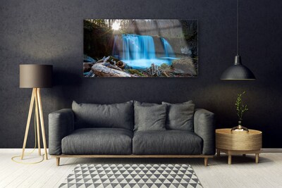 Glas bild Sun Vattenfall Natur