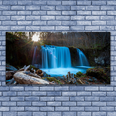 Glas bild Sun Vattenfall Natur
