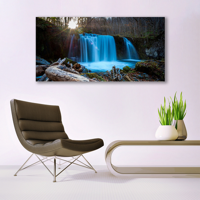 Glas bild Sun Vattenfall Natur