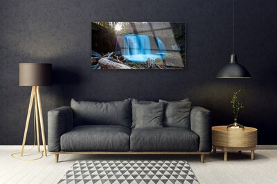 Glas bild Sun Vattenfall Natur