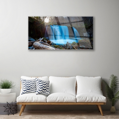 Glas bild Sun Vattenfall Natur
