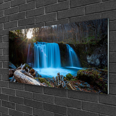 Glas bild Sun Vattenfall Natur