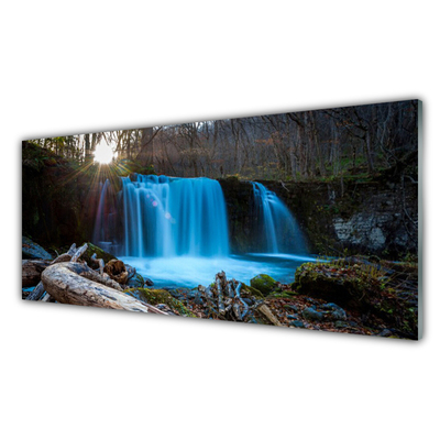 Glas bild Sun Vattenfall Natur