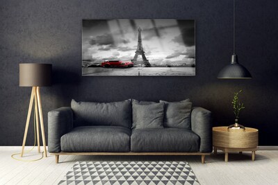 Glas bild Utsikt över Eiffeltornet i Paris
