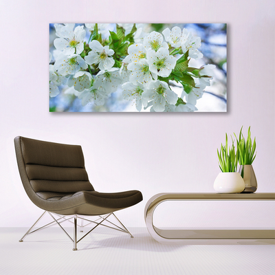 Glas tavla Blommor Träd lämnar Naturen