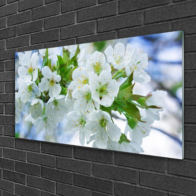 Glas tavla Blommor Träd lämnar Naturen