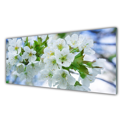 Glas tavla Blommor Träd lämnar Naturen